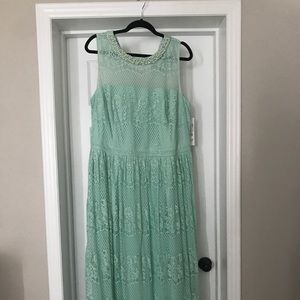 London Times Mint Lace Dress